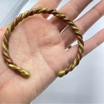 Bronze & Gold Tone Metal Twist Bracelet Cuffs Set of Two Photo 3