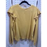 Old Navy  Mustard Yellow Ruffle Sleeve Sweatshirt Pullover Top Size L Photo 4