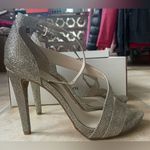 Lulu Townsend  gold sparkly high heel, open toe sandal and evening bag bundle;7.5 Photo 5