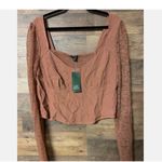 Wild Fable NWT Sz XL Cropped Top Blouse Bustier Look Lace Sleeves Smocked Back Photo 1