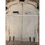 Ed Hardy  Womens Grey Genuine Leather Biker Moto Jacket Size L Photo 12