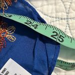 ONE SIZE blue scarf embroidered floral design pink yellow gold brown orange Photo 7