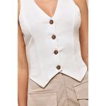 Lulus Cream Button Front Sleeveless Vest Top XS Photo 4