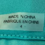 Ramy Brook  Teal Satin Ruched Mini Skirt with Ruffle Side Zip Size 4 Photo 3