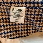 Blair  Women’s Size 16 Petite XL Extra Large Blue and Brown Houndstooth Jacket Photo 6