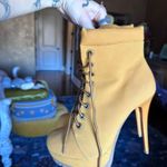Lace Up Mustard Pumps Yellow Size 9 Photo 2
