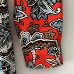 Loft  Orange Blue Paisley Floral Dress S Button Tie Front Whimsygoth Career Bold Photo 4