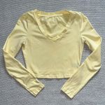 SheIn Women’s Pastel Yellow  Basic Crop Top V Neck Baby Tee Sz XS Photo 0
