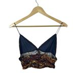 Urban Outfitters NWOT Satin Plisse Twist Geometric Crop Top Blue/Pink/Yellow M Photo 5