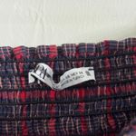ZARA Blue Red Plaid Puff Sleeve Smocked Cropped Top Size XS Photo 3