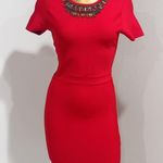 BCBGMAXAZRIA  Kaylen Embellished Cutout Back Dress in Red Berry Size M Photo 0