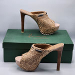 Circus by Sam Edelman Leigh Black Red Gold Platform Heel Shoe Open Toe Pump 6.5M Photo 5