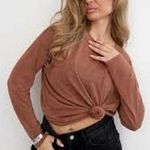 Free People BEACH | S | Cropped Top Long Sleeve Tee Shirt Front Knot Womens Photo 1