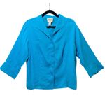 Talbots Irish Linen 3/4 Sleeve Button Front Shirt Blue Size 12W 100% Linen Photo 0