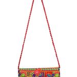Rajasthani Jaipuri Art Sling Bag Foldover Clutch Purse Red Photo 2