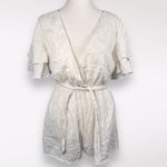 Showpo  White V Neck Romper Ruffle Sleeve Elastic Waist Size 6 Photo 1