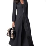 Venus Corset Back Maxi Trench Coat in Black Sz 4 EUC Photo 1