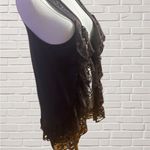 Wrangler  Studded Lace Ruffles Open Front Boho Vest Brown Size L Photo 1
