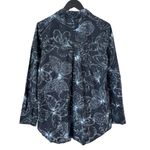 Lela Rose Butterfly Print Cotton Long Sleeve Shirt 8 Navy Blue Photo 1