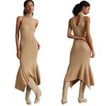 Anthropologie NWT  Mock Neck Midi Dress Women's Small Cedar Tan Sleeveless Knit Photo 0