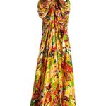 Carolina K Yellow Multicolor Floral Halter Sleeveless Cutout Midi Dress Size S Photo 0
