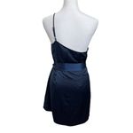 Marissa Webb Collective Satin One Shoulder Tie Sash Mini Dress Navy Blue Size 6 Photo 4