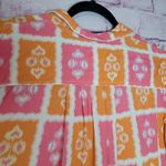 PIYAMA COLORFUL IKAT PRINT PINK ORANGE PAJAMA TOP AND PANTS SET XS Photo 6