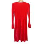 Boden Noelle Knitted Dress 6 Red 100% Wool Ruffle Long Sleeve Fit Flare Classic Photo 2