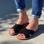 Black Criss Cross Strap Sandals Size 6.5 Photo 2