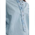 Free People Denim Dreaming Ruffle Oversize Chambray Shirt New! Photo 7