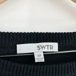 SWTR Pointelle Knit Boatneck Sweater Linen Blend Black Women's XS NEW Photo 3