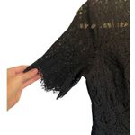 Zalalus Black Lace Floral Short Sleeve Mock Neck Knee Length Dress Size 10 Photo 2