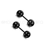 Black Minimalist Punk Goth Barbell Earrings Photo 5