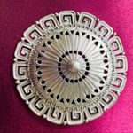 Monet Etruscan Greek Revival Medallion Brooch Silver Photo 1