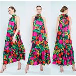 Flora Bea NYC Amadeus Dress, long Floral high neck dress, maxi dress Xs Pink Photo 1