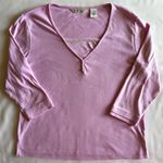 draper's & damon's  Baby Pink Henley Top Lace Trim Sz L Coquette Fairy Y2K Indie Photo 0