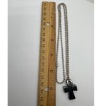 Ankh‎ Cross Pendant Necklace Hematite Tone Bead Chain Ancient Egyptian Symbol Black Photo 3