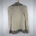 Lucky Brand  Novelty Stitch Cardigan Small‎ Cream Black Cable Knit Open Sweater Photo 4