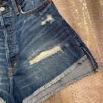 Abercrombie & Fitch dark wash light distressed/whiskered high rise festival shor Photo 3