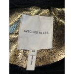 Avec Les Filles Metallic Foil Faux Shearling Biker Jacket In Black/Gold Women's Size XS $239 Photo 1