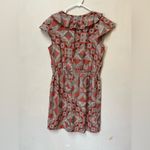 Miss Tina Women’s Coral Brown Geometric Ruffle Short Sleeve Boho Zipper Dress S Photo 1