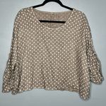 Tempo Paris Linen Polka Dot Balloon Sleeve Button Detail Top Made In Italy M Photo 1