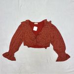 Altar'd State NWT Altar’d State Floral Long Sleeve Ruffle Cropped Blouse size Large Photo 2