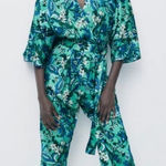ZARA NWT  Floral‎ Print Jumpsuit in Green Size Extra Small Photo 0