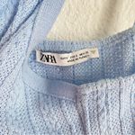 ZARA baby blue knit bodycon square neckline mini dress size S Photo 2