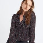 Madewell  Silk Ruffle-Hem Wrap Top in Starry Night Photo 0