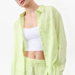 Athleta Retreat Oversized Linen Button Up Shirt in Limone Large Photo 0