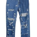 Tommy Hilfiger Vtg Y2K  Distressed Jeans Sz 6 Back Logo Patch Straight Leg Photo 0