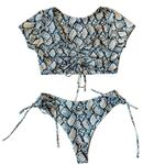Zaful  brown snakeskin adjustable bust cheeky bikini 6 Photo 6