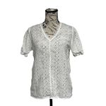 Guipure Lace Eyelet Crochet Blouse Women’s S Ivory Sheer Boho Fairy Cottegecore White Photo 1